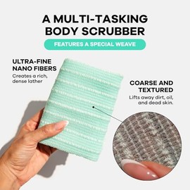 Dermasuri - Toallita exfoliante japonesa exfoliante corporal y esponja de lufa para hombres y mujeres, toalla de ducha exfoliante para una piel suave y brillante, elimina la piel seca y muerta, para