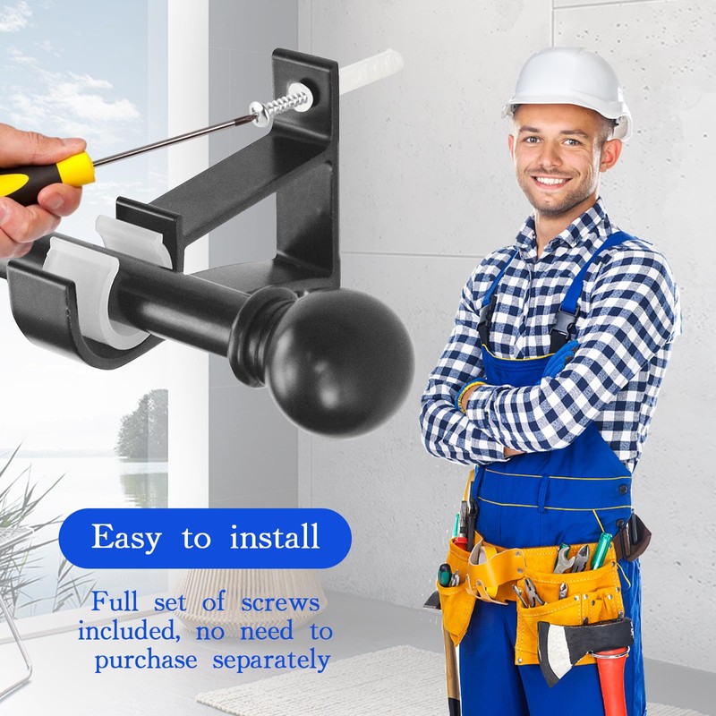 2 Pack Heavy Duty Curtain Pole Brackets – Wall Mounted