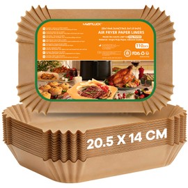 QIVORO 110 Pieces 20.5x14cm Parchment Paper Liners for Dual Air Fryer, Air Fryer Accessories, Non-Stick Waterproof Oil-Resistant Disposable Trays, Compatible with Ninja Dual/Double Stack Air Fryer.