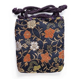 Butsudanya Takita Shoten Gold Brocade Bag (Width 2.8 inches (7 cm) x Height 3.0 inches (7.5 cm) ◆ Portable Aroma Storage Bag and Temple Buddhist Tools [Takita Shoten Issued Certificate Included)