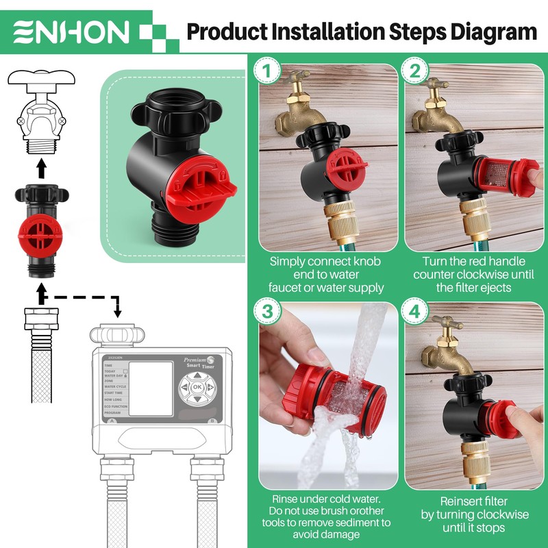 Enhon 4 Pack Inline Water Filter for Garden Hoses, Garden