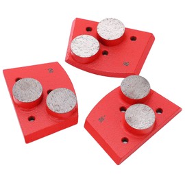 3PCS Grinding Pads Trapezoid 2 Cylindrical Teeth 30 Grit Granite Stone Concrete Floor Grinding Polishing Pad Disc Red Trapezoid Pads Concrete Polishing Pads