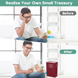 Book Safe With Key, ALLOMN Dictionary Hidden Safe, Portable Safe, Book Safe Lock Box Perfect for Coins, Cash, Money and Jewelry,Fireproof and Waterproof