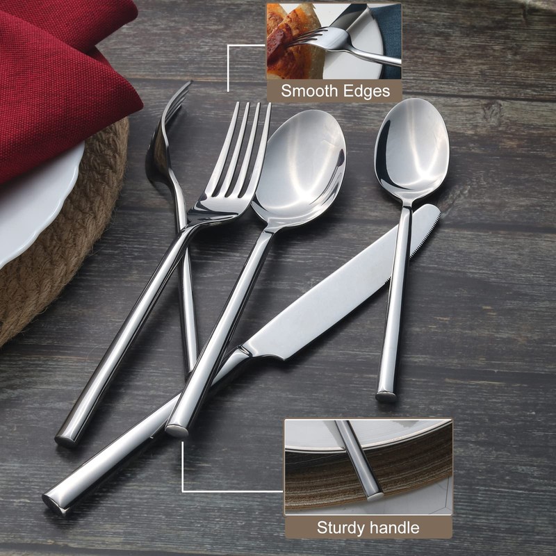 Alata Potter 20-Piece Forged Silverware Set Stainless Steel Flatware Set