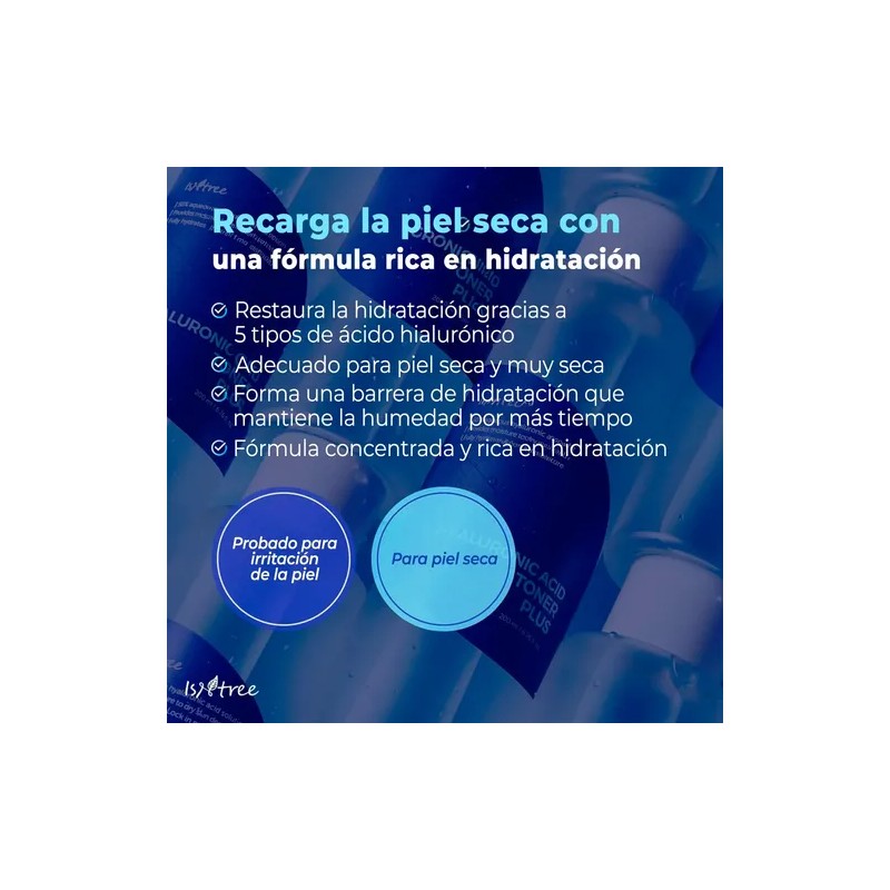 Tónico ISNTREE con Ácido Hialurónico Plus para Hidratar la Piel