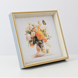 PLUSCHEN 8X8 Blue Beige Square Picture Frame 8x8 Resin Photo Frame Plexiglass (8 x 8, Beige)