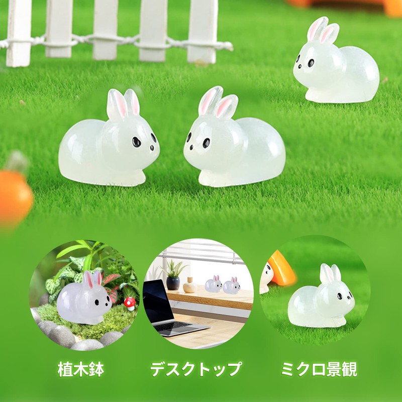 Resin Decoration Resin Luminous Figurine Mini Luminous Rabbit Mini Resin