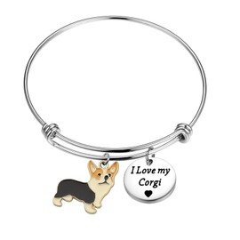 BAUNA Corgi Dog Gift I Love My Corgi Bracelet Gifts for Dog Lover Corgi Mom Gift (Corgi Bracelet)