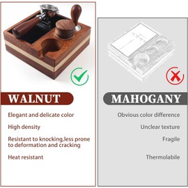 Kmise Natural Walnut Espresso Accessories Organizer Box Fits Espresso Distributor,Tamping Station Base,Tamper Holder-1.5L Coffee Grounds Box (51/54MM)