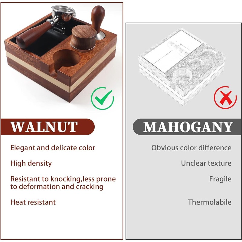 Kmise Natural Walnut Espresso Accessories Organizer Box Fits Espresso Distributor,Tamping