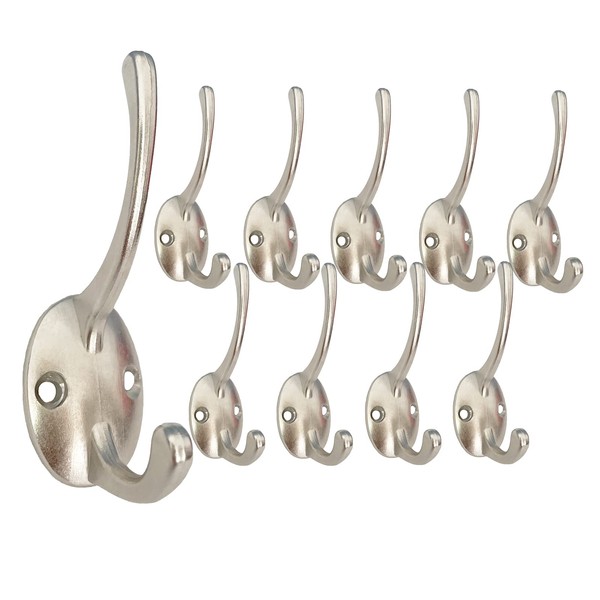 Beilala Coat Hooks for Wall, 10 Pack Silver Antique Wall