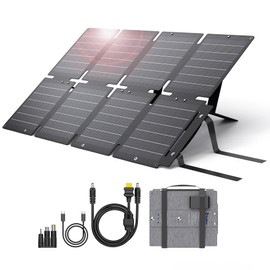 BigBlue 60W Portable Compact Solar Panel with PD 45W USB-C, 20W USB-A, DC Ports for Power Stations, Cellphones, Power Banks, Tablets, IP68 Waterproof, Foldable Camping Solar Charger with Kickstand