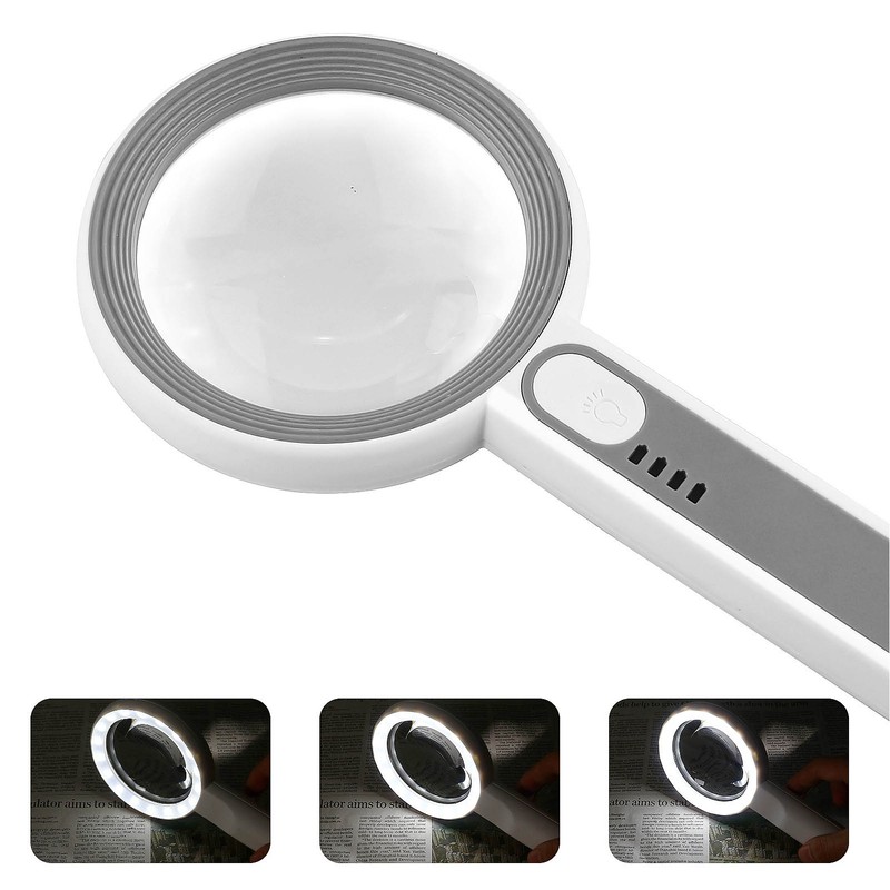 Magnifying Glass 11X Rechargeable 3 Levels Brightness Portable Handheld Magnifier