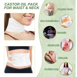 Castor Oil Pack Wrap - Taotop Organic Castor Oil Pack for Liver Detox, Reusable Castor Oil Pack Kit with Adjustable Elastic Strap, Machine Washable, Anti Oil Leak (White)