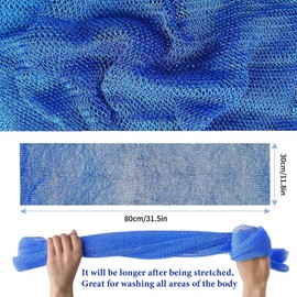 African Net Sponge Bathing Exfoliating Net Long Sponge Body Shower Net Nylon Back Scrubber for Removing Dead Skin Dirt Oil Skin Smoother for Men Women (Blue)