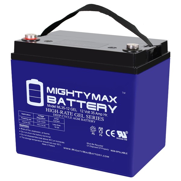 Mighty Max Battery 12V 35AH Gel Battery Replaces U1-36NE w/Internal Thread Terminal