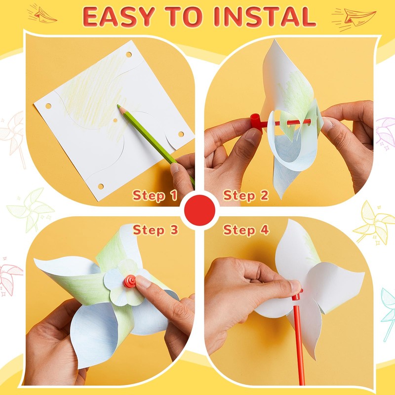1200 Pcs DIY Pinwheel Craft Kit for Kids Party Favor,