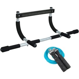 Pull-Up Bar - Total Upper Body Workout Bar for Doorway, Adjustable Width Locking, No Screws Portable Door Frame Horizontal Chin-up Bar, Fitness Exercise assist band - Style: Pull-Up Bar + Jump Rope