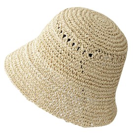 U Scinan Floppy Straw Sun Hat UV Protection Fisherman Bucket Hat Summer Beach Travel Hand-Woven Crochet Hat Beige