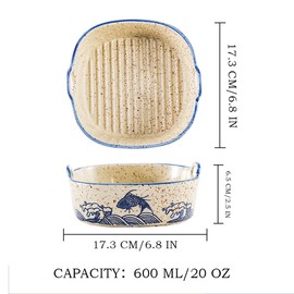 Vintage Small Casserole Dish 6.7-inch Ceramic Square Baking Pan Lasagna Pan Bakeware With Handles for Oven Microwave Air Fryer (Square A)