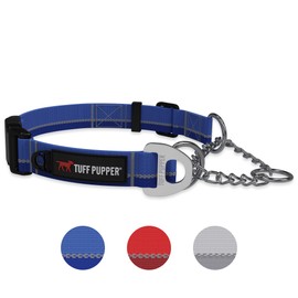 Reaction Martingale Collar For Dogs | Gentle Nylon & Steel Chain Limited Cinch Design Is Perfect For Training | Dual Leash Attachment Points | Durable Quick Release Buckle | Sizing For All Breeds