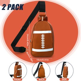 Bulyoou 2 Pcs Sport Sling Bag Mom Bag Crossbody Bag for Women Sport Chest Purse for Travel Hiking Casual Lightweight Backpack(Football)