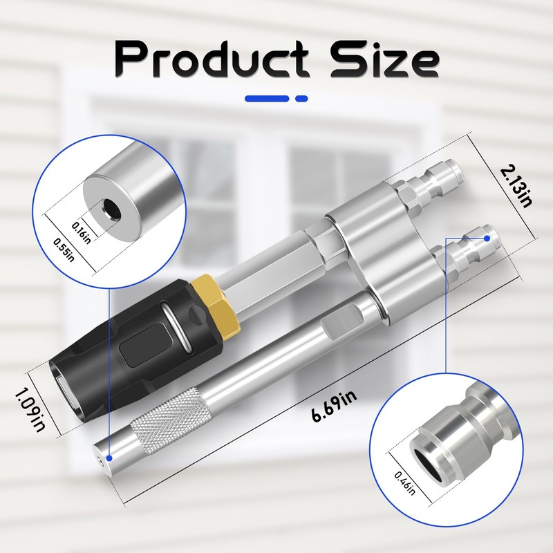 M5 Twist Nozzle,3-7 GPM Two-in-one Adjustable Downstream Soft Wash Nozzle,1/4"