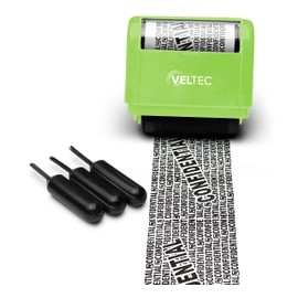 Identity Theft Protection Roller Stamp - Confidential Roller Stamp - Data Theft Protection Stamp - Anti Theft, Security and Privacy Guard Stamp - 3 Ink Refills (Green)