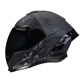 NBTK Full Helmet Biker Helmet ABS with EPS Cushion Liner Removable Washable 8 Air Vent Free Switch Long and Short Lens Replacement for Adult Unisex DOT Safety (Star, Large)