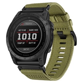 Fleshy Leaf Nylon Watch Bands for Fenix 5/Fenix 6/Fenix 7 Band 22mm Watch Band for Fenix 5 Plus/Fenix 6 Pro/Fenix 7 Pro/Forerunner 935 (Military Green)