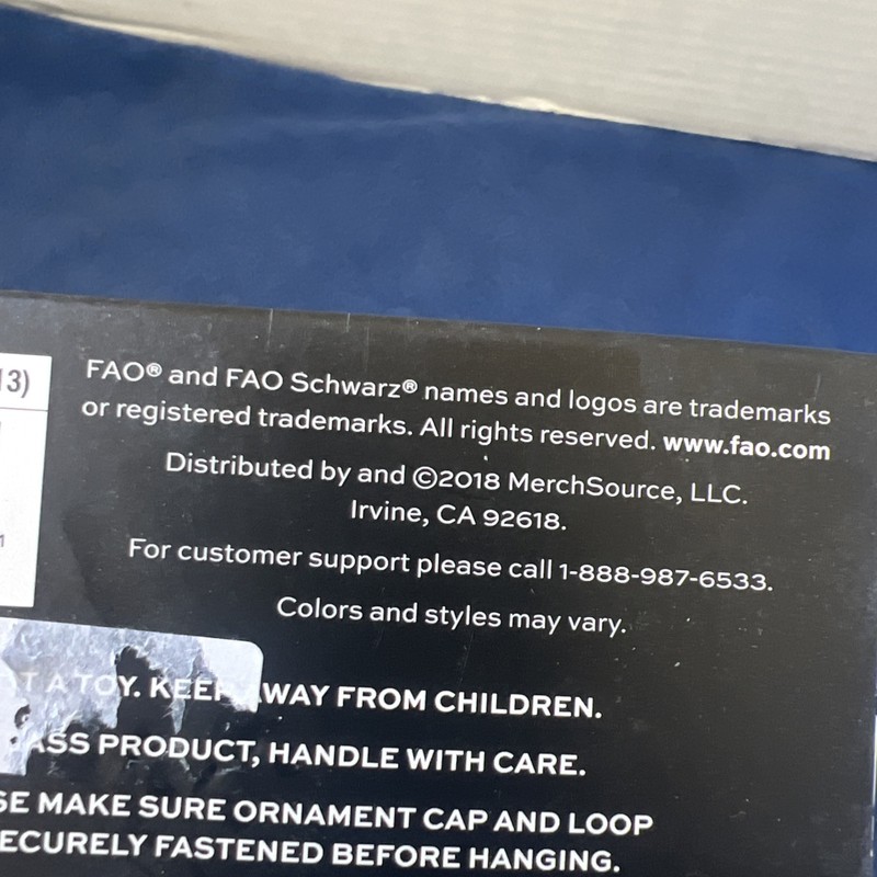 FAO Schwarz Gift Bag Nutcracker Teddy Bear Hand Blown Glass