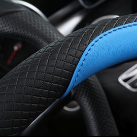 CGEAMDY Steering Wheel Cover Car, Sport Anti-Slip Breathable Steering Wheel Cover, Universal 37-39 cm Microfiber Leather Steering Wheel Cover, Protective Interior Accessories(Blue)