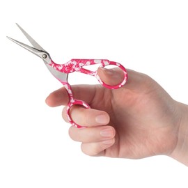 Stork Bird Pointed Tip Embroidery Craft Stainless Steel Crane Scissors - Red - 1 Pair