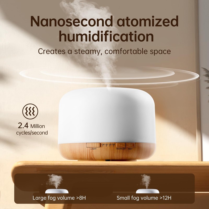 Yogin 500ml Essential Oil Diffuser with Remote Control,Timer & Auto-Off