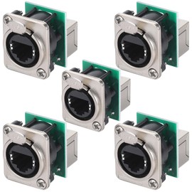 PENGLIN 5PCS Ethercon Rj45 Chassis Socket,D-NE8FDP RJ45 Feed/Pass Panel Mount Jack,D Series Cat5 RJ45 Vertical Panel-Mount Connector