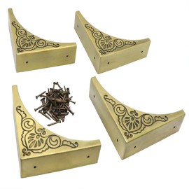 JfwuHap Metal Box Corner Guard, 4Pcs Bronze Triangle Edge Decorative Metal Corner Edge Safety Bumpers Furniture Corner Cover Guard 2.6" x 2.6" x 0.79 " (Bronze)