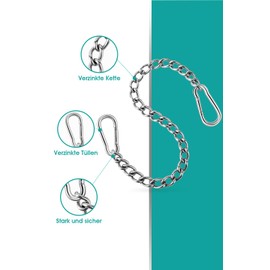Poprkdre Hanging Chair Chain, Extension Chain, Hanging Chair, 66 cm Punch Bag, Chain Extension with Two Carabiners, Load up to 250 kg