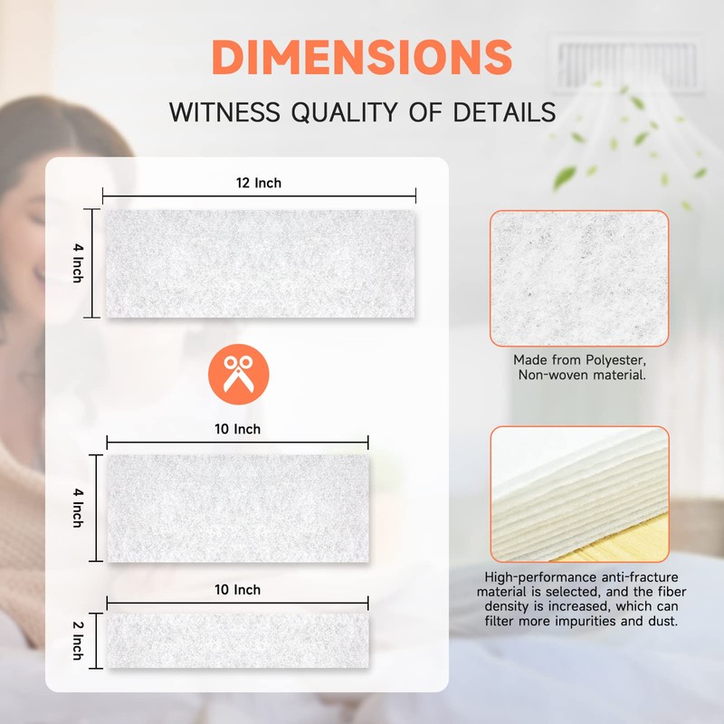 4x12 Inch Vent Filters for Home Floor Register Ceiling ULTRA