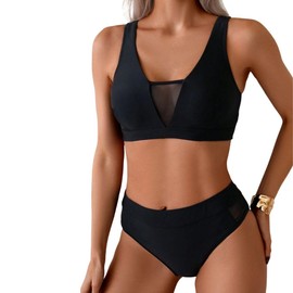 Rand Abbigliamento Pole Dance Donna, Abbigliamento Pole Dance, Top Sportivo con Trasparenza, Pantaloncini a Vita Alta, Abbigliamento Sportivo Sexy per Pole Sport, Pole Exotic, Nero (Indietro Scoperto