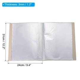 PATIKIL 9x12" Binders with Plastic Sleeve, PP 60 Pockets Waterproof File Portfolio Folder Protector for Paper Presentation Artwork Display, Beige