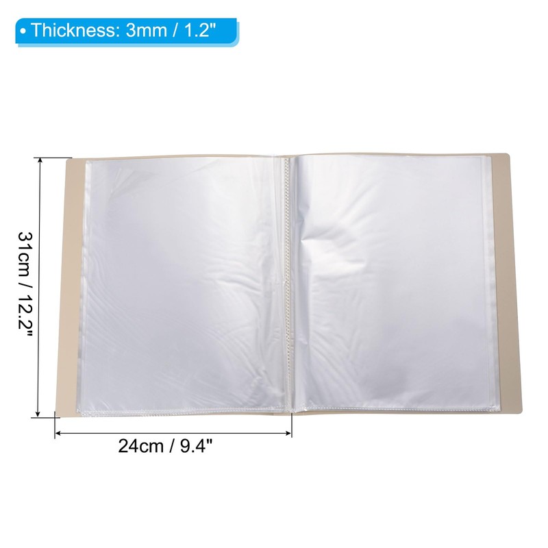 PATIKIL 9x12" Binders with Plastic Sleeve, PP 60 Pockets Waterproof