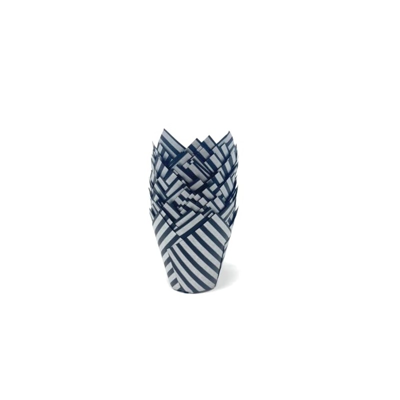 Bakery Direct Black with Silver Stripe Muffin Tulip Wraps Cupcake