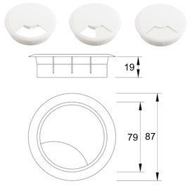 cyclingcolors 2 x Cable Grommets 80 mm Furniture Office Cable Management Cable Outlet Cable Box Plastic White
