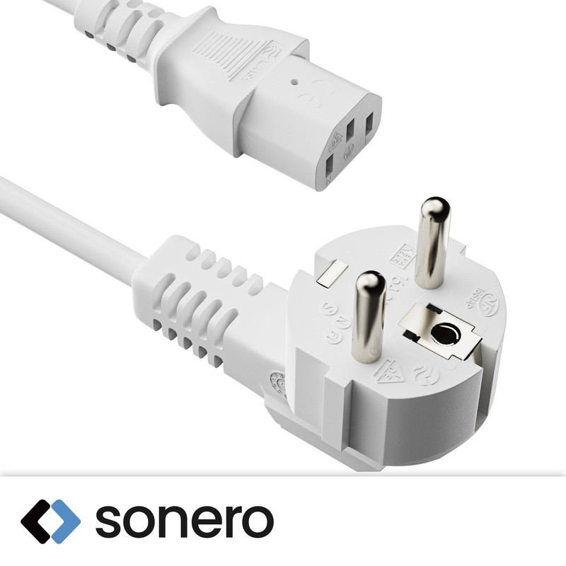 sonero Stromkabel Kaltgerätekabel 3 Polig, 7,50m, 90° Winkel Schutzkontakt Schuko