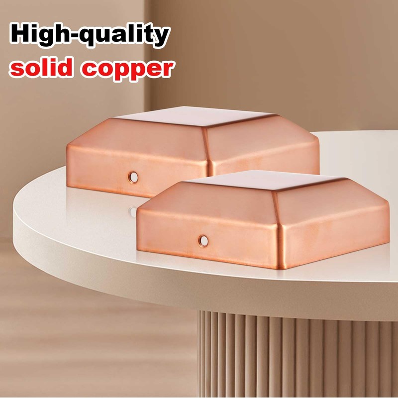 Tandefio 2 Pcs Solid Copper Post Caps Fence Pyramid Decking