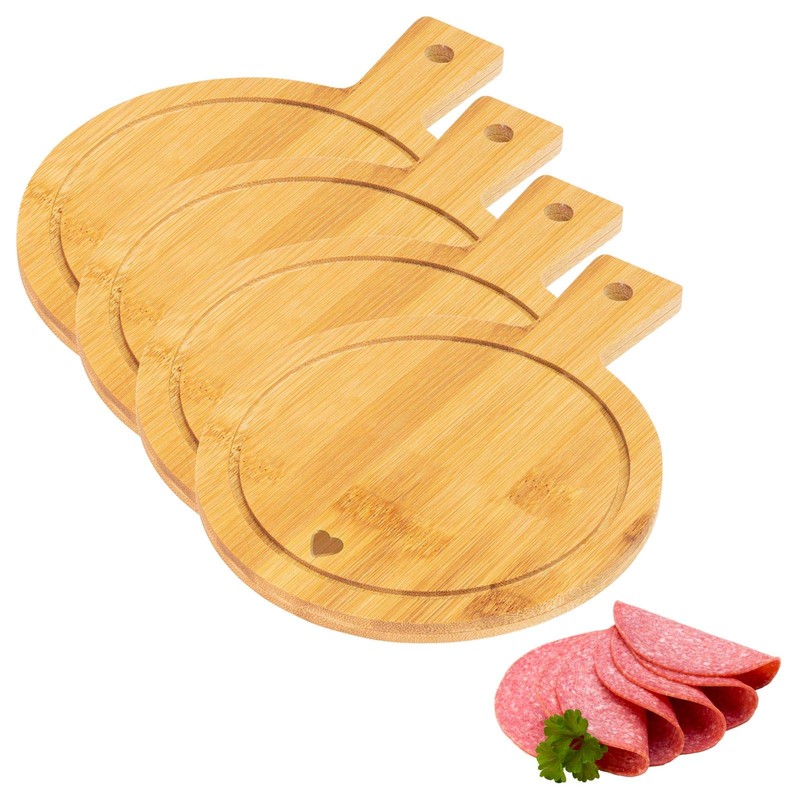 Westmark 4 Serving Boards/Bamboo Plates, with Motif, Handle and Juice