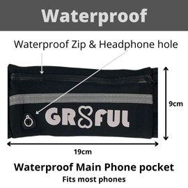 gr8ful® Running Belt for Phone/Water with Adjustable Buckle Strap for Men & Women | Zip Pockets Waist Water Resistant Fanny Pack for Sports, Hiking, Dog Walking, Travel & Outdoor Activities (Black)