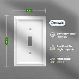 Wall Plates Duplex Outlet Covers, Classic White Light Switch Cover - Natural Bamboo Fiber Electrical Outlet Cover Plate Variety of 13 Styles: Toggle/Combo (1 Gang Toggle 4 Pack, White)