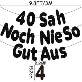 40 Geburtstag Männer Deko,40 Sah Noch Nie So Gut Aus,Glitter schwarzes 40. Geburtstagsbanner,Lustige 40. Geburtstagsdekorationen für Männer Frauen 40 Jahre,Glückliche 40. Geburtstagsfeier Partyzubehör