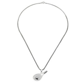 Beaupretty Colgante de raquetas de tenis cadena de cuello para hombres collar de acero inoxidable collar de raqueta para hombre collares para hombres y mujeres Silver